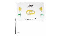 Just Married roses Car Flag - 12 x 16 inch