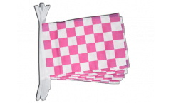 Checkered pink-white Bunting Flags - 12 x 18 inch