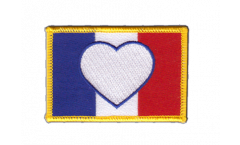 France Heart Flag Patch, Badge - 3.15 x 2.35 inch