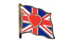 Great Britain Heart Flag Pin, Badge - 1 x 1 inch