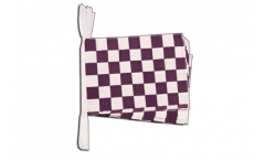 Checkered purple-white Bunting Flags - 5.9 x 8.65 inch