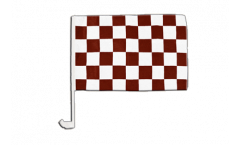 Checkered brown-white Car Flag - 12 x 16 inch