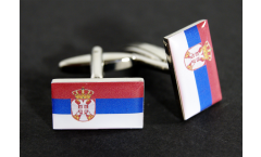 Cufflinks Serbia with coat of arms Flag - 0.8 x 0.5 inch