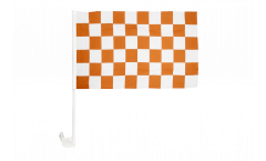 Checkered white-orange Car Flag - 12 x 16 inch