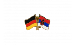Germany - Serbia with coat of arms Friendship Flag Pin, Badge - 22 mm