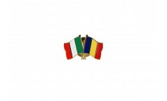 Italy - Rumania Friendship Flag Pin, Badge - 22 mm