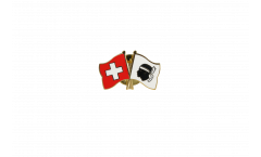 Switzerland - France Corsica Friendship Flag Pin, Badge - 22 mm