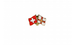 Switzerland - Great Britain Guernsey Friendship Flag Pin, Badge - 22 mm