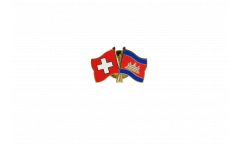 Switzerland - Cambodia Friendship Flag Pin, Badge - 22 mm