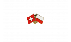 Switzerland - Poland Friendship Flag Pin, Badge - 22 mm