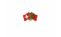 Switzerland - Portugal Friendship Flag Pin, Badge - 22 mm