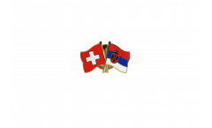 Switzerland - Serbia with coat of arms Friendship Flag Pin, Badge - 22 mm