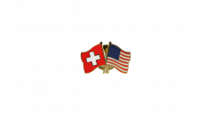 Switzerland - USA Friendship Flag Pin, Badge - 22 mm