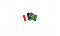 France - Brazil Friendship Flag Pin, Badge - 22 mm