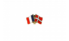 France - Denmark Friendship Flag Pin, Badge - 22 mm