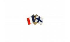 France - Finland Friendship Flag Pin, Badge - 22 mm