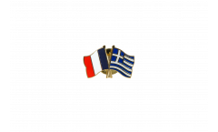 France - Greece Friendship Flag Pin, Badge - 22 mm