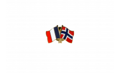 France - Norway Friendship Flag Pin, Badge - 22 mm