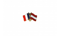 France - Austria Friendship Flag Pin, Badge - 22 mm