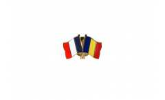 France - Rumania Friendship Flag Pin, Badge - 22 mm