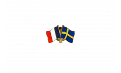 France - Sweden Friendship Flag Pin, Badge - 22 mm