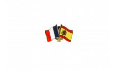 France - Spain Friendship Flag Pin, Badge - 22 mm