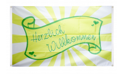 Herzlich Willkommen green Flag for balcony - 3 x 5 ft.