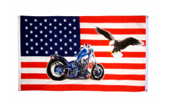 USA with motorbike Flag for balcony - 3 x 5 ft.