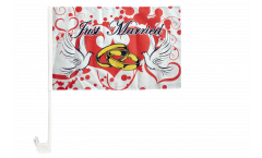 Just Married with doves Car Flag - 12 x 16 inch