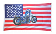 USA with motorbike without eagle Flag for balcony - 3 x 5 ft.