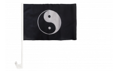 Ying and Yang black Car Flag - 12 x 16 inch
