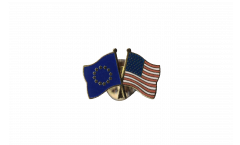 Europe - USA Friendship Flag Pin, Badge - 22 mm