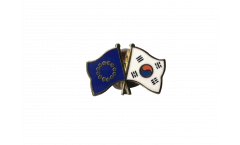 Europe - South Korea Friendship Flag Pin, Badge - 22 mm