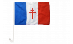 France with Cross of Lorraine Car Flag - 12 x 16 inch