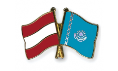 Austria - Kazakhstan Friendship Flag Pin, Badge - 22 mm