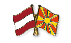 Austria - North Macedonia Friendship Flag Pin, Badge - 22 mm