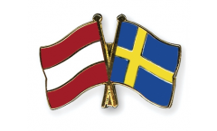 Austria - Sweden Friendship Flag Pin, Badge - 22 mm