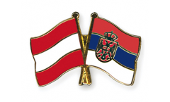 Austria - Serbia with coat of arms Friendship Flag Pin, Badge - 22 mm