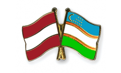Austria - Uzbekistan Friendship Flag Pin, Badge - 22 mm