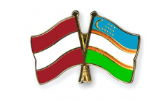 Austria - Uzbekistan Friendship Flag Pin, Badge - 22 mm