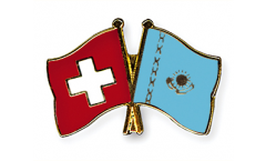 Switzerland - Kazakhstan Friendship Flag Pin, Badge - 22 mm