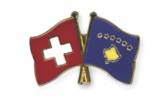 Switzerland - Kosovo Friendship Flag Pin, Badge - 22 mm