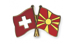 Switzerland - North Macedonia Friendship Flag Pin, Badge - 22 mm