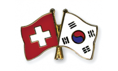 Switzerland - South Korea Friendship Flag Pin, Badge - 22 mm