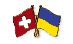 Switzerland - Ukraine Friendship Flag Pin, Badge - 22 mm