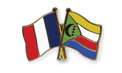 France - Comoros Friendship Flag Pin, Badge - 22 mm