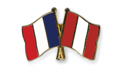 France - Peru Friendship Flag Pin, Badge - 22 mm