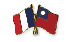 France - Taiwan Friendship Flag Pin, Badge - 22 mm