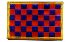 Checkered red blue Patch, Badge - 3.15 x 2.35 inch