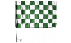 Checkered green-white Car Flag - 12 x 16 inch